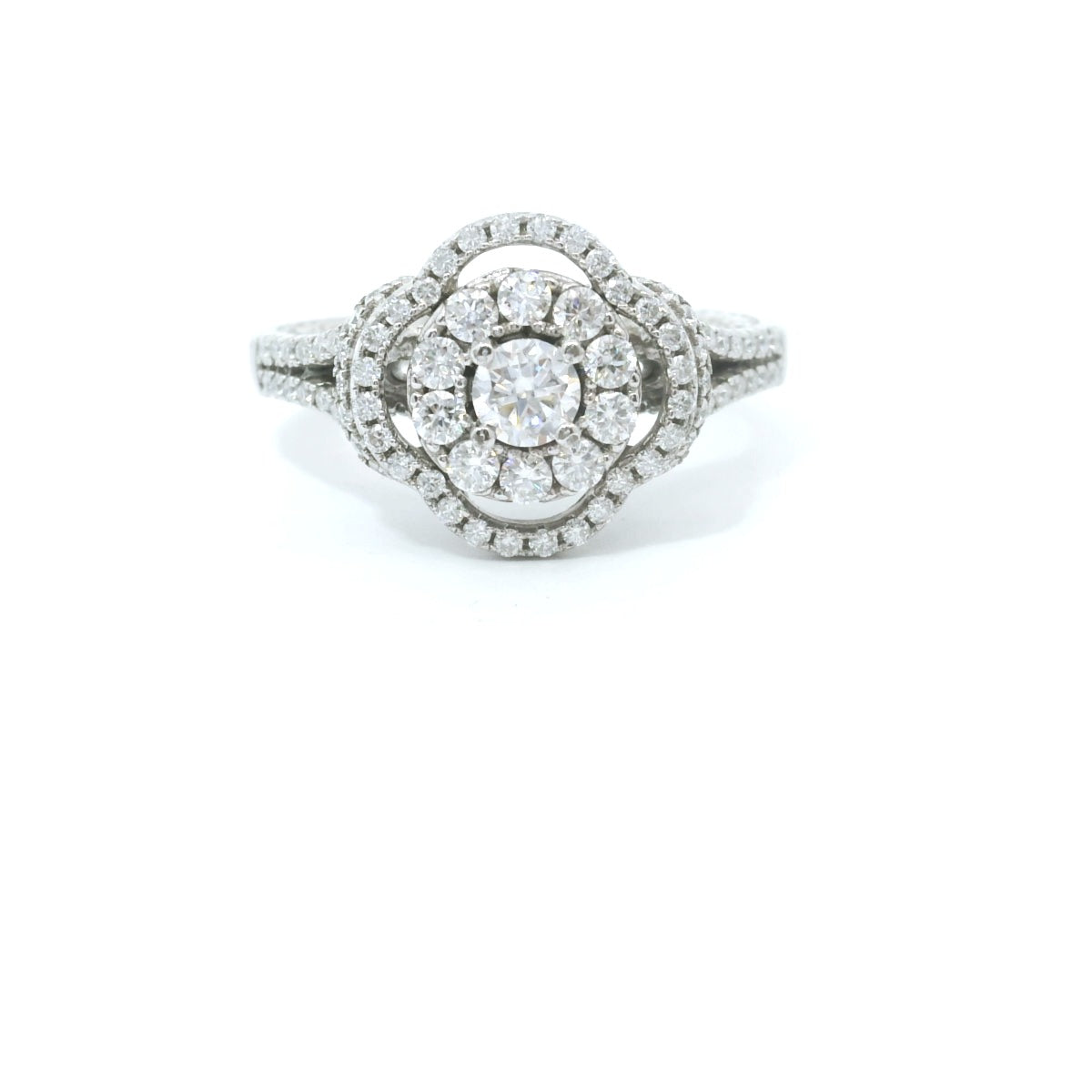 Sterling Silver with Round Brilliant Clover Moissanite Ring 1.82 CTW image 0